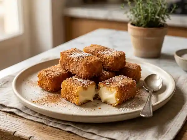 Leche frita fondante au citron et cannelle - Photo de présentation