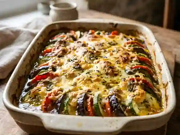 Légumes confits et mozzarella gratinée - Photo de présentation