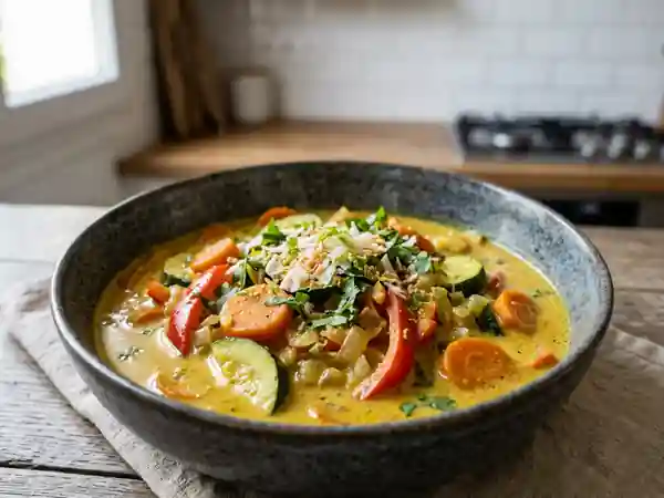 Légumes exotiques mijotés au curry et lait de coco - Photo de présentation