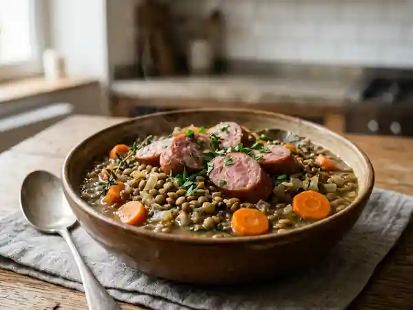 Lentilles fondantes et Morteau fumée - Photo de présentation