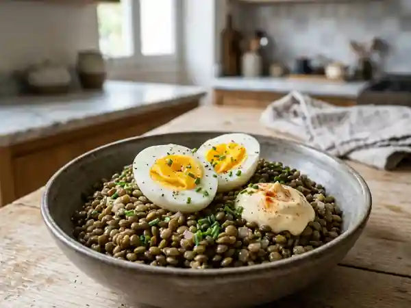 Lentilles tièdes et œufs mayo à l'ancienne - Photo de présentation
