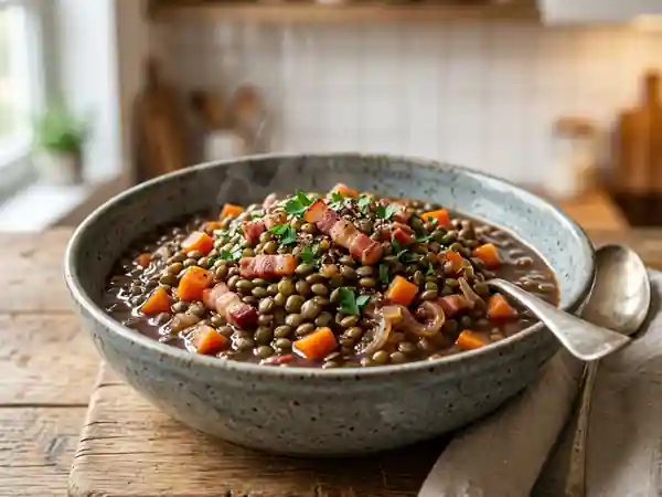 Lentilles vertes à la bourguignonne : recette traditionnelle savoureuse - Photo de présentation