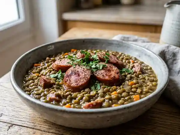 Lentilles fondantes à la Morteau fumée - Photo de présentation