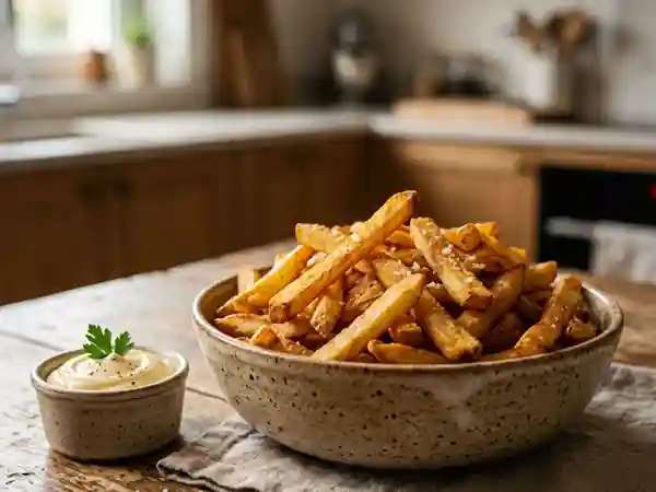 Les vraies frites belges croustillantes maison - Photo de présentation