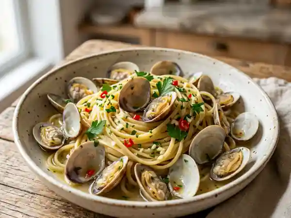 Linguine alle vongole ail et piment - Photo de présentation