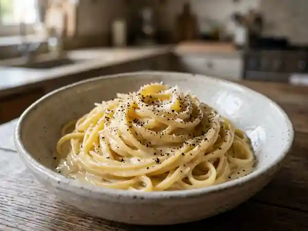 Linguine crémeuses au brebis et poivre noir - Photo de présentation