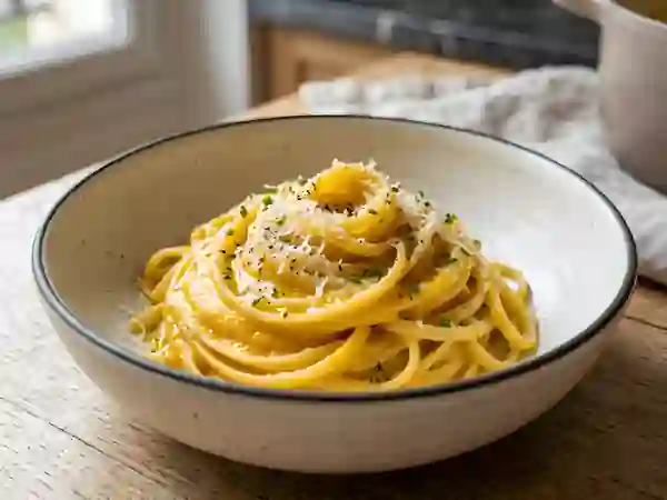 Linguines crémeuses au coulis de légumes - Photo de présentation
