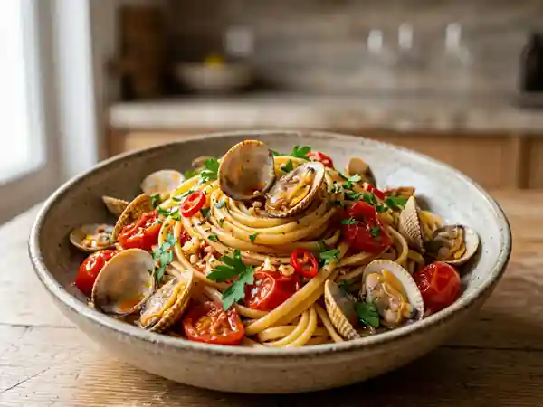 Linguinis iodés aux coques et piment - Photo de présentation