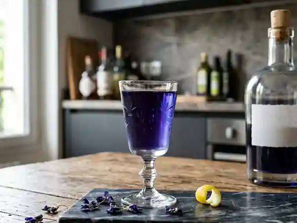 Liqueur Bleue à la Violette Maison : Recette Facile et Raffinée - Photo de présentation