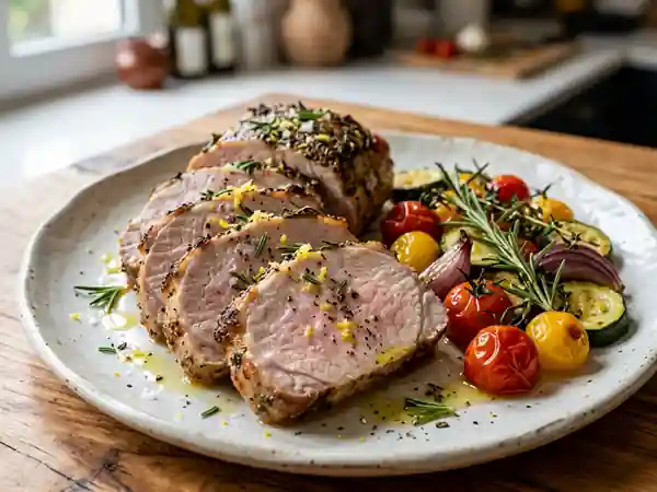 Longe de porc maltaise savoureuse aux herbes méditerranéennes - Photo de présentation