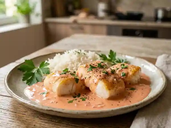 Lotte à la sauce rose onctueuse et savoureuse - Photo de présentation