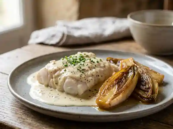 Lotte crémeuse aux endives caramélisées - Photo de présentation
