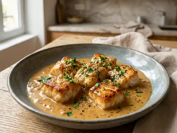Lotte flambée au cognac : recette savoureuse et raffinée - Photo de présentation