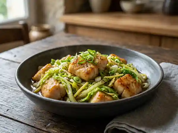 Lotte nacrée au chou chinois et sésame - Photo de présentation