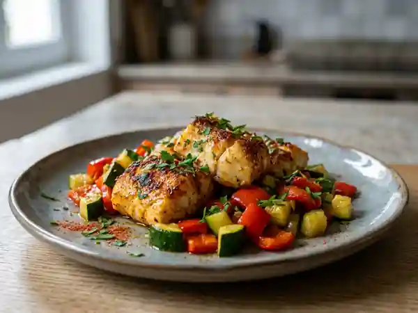 Lotte nacrée au paprika et légumes croquants - Photo de présentation