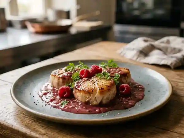 Lotte fondante au vinaigre de framboise - Photo de présentation