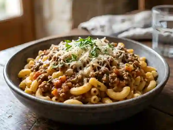 Macaronis fondants à la bolognaise mijotée - Photo de présentation