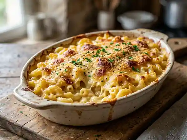 Macaronis fondants au trio de fromages - Photo de présentation