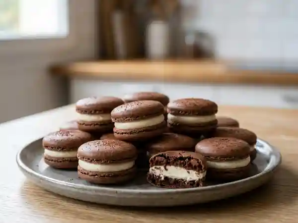 Macarons au chocolat fourrés au mascarpone : douceur gourmande et raffinée - Photo de présentation
