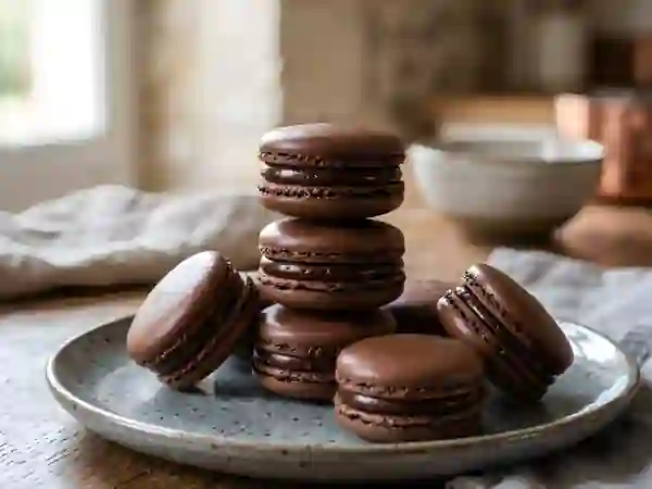 Macarons craquants au cœur ganache noir - Photo de présentation