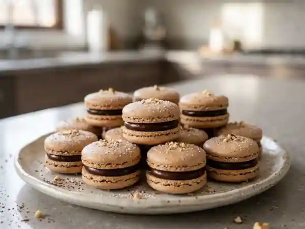 Macarons noisette chocolat : douceur gourmande et raffinée - Photo de présentation