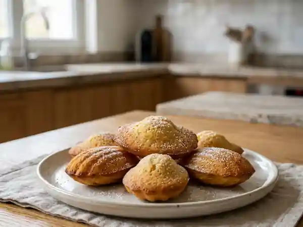 Madeleines moelleuses à la pâte d'amandes : recette gourmande pour un goûter parfait - Photo de présentation