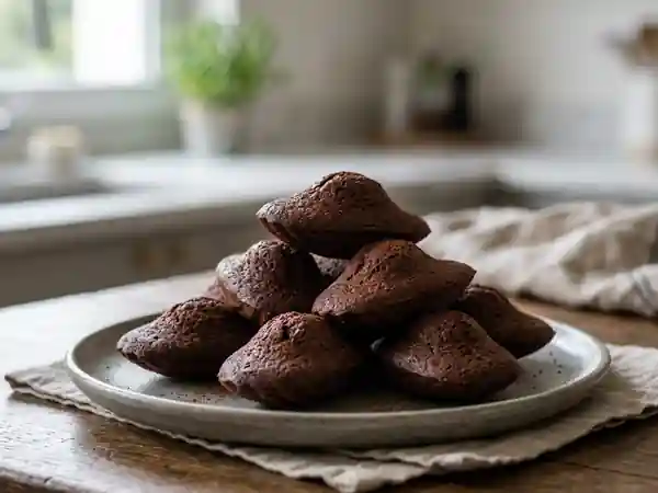 Madeleines au cacao moelleuses et bombées - Photo de présentation