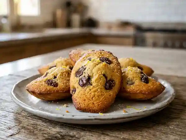 Madeleines moelleuses aux raisins et pépites de chocolat - Photo de présentation