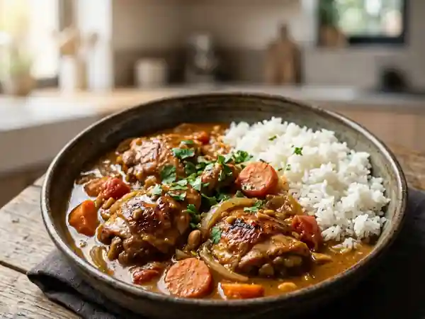 Mafé de poulet fondant à la sauce arachide - Photo de présentation