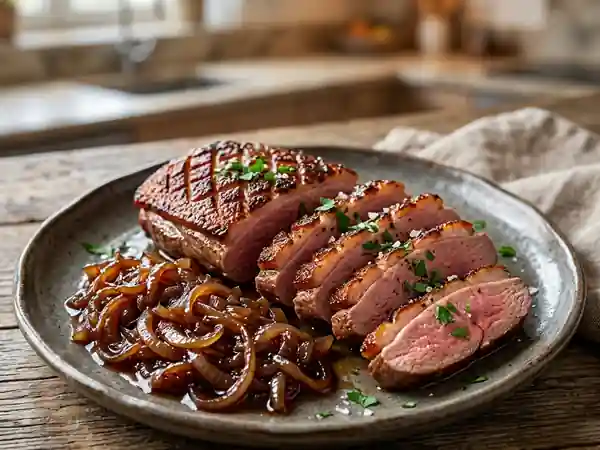 Magret de canard croustillant au miel et épices - Photo de présentation