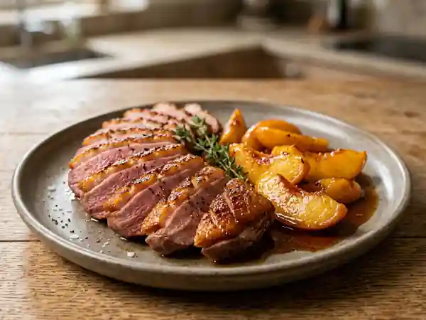 Magret de canard aux pêches et épices : recette gourmande et raffinée - Photo de présentation