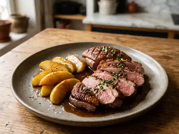 Magret de canard au cidre et pommes fondantes - Photo de présentation