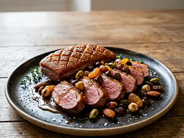 Magret de canard rôti et son croquant mendiant - Photo de présentation