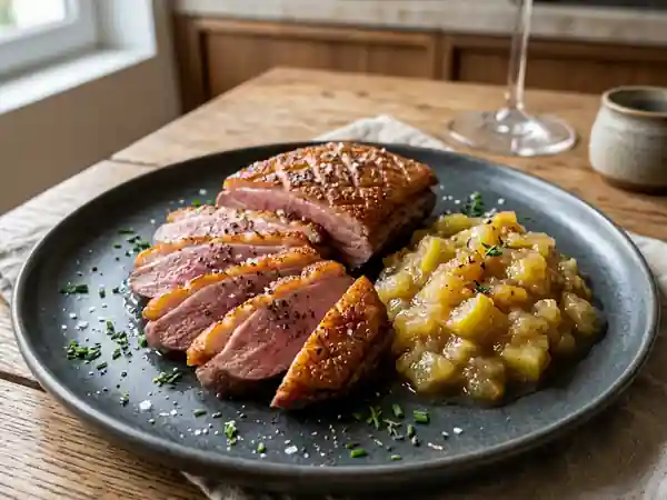 Magret de canard croustillant et pommes acidulées - Photo de présentation