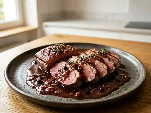 Magret de canard et sauce Grand Veneur onctueuse - Photo de présentation
