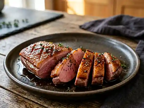 Magret de canard laqué au miel et soja - Photo de présentation