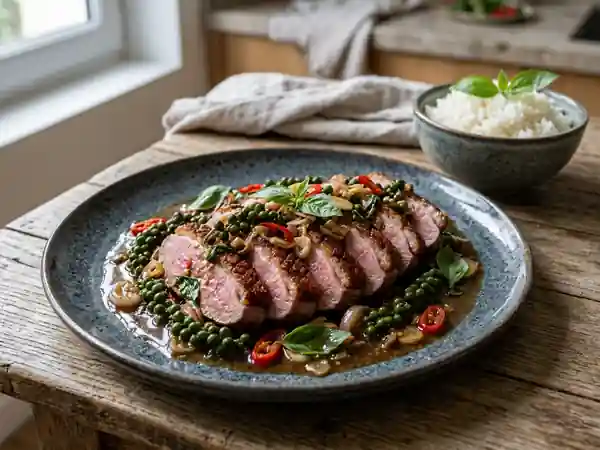 Magret de canard thaï au poivre vert frais - Photo de présentation