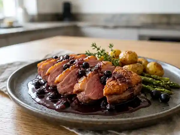 Magret de canard croustillant et sauce cassis - Photo de présentation