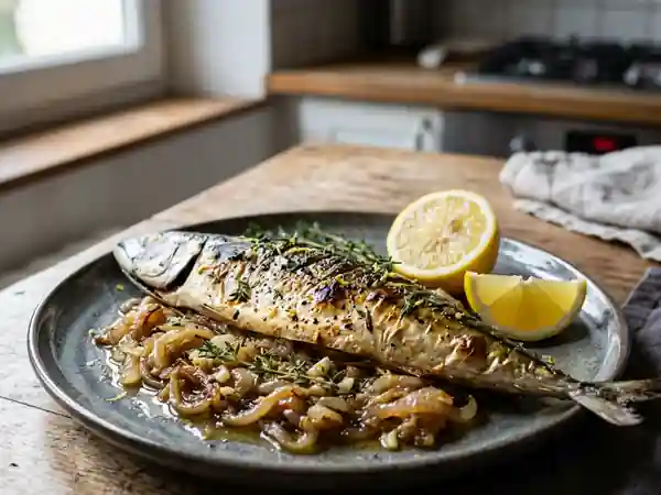 Maquereaux au four aux oignons fondants : recette simple et savoureuse - Photo de présentation