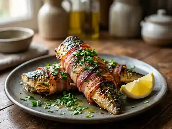 Maquereaux grillés au lard croustillant : recette savoureuse et facile - Photo de présentation