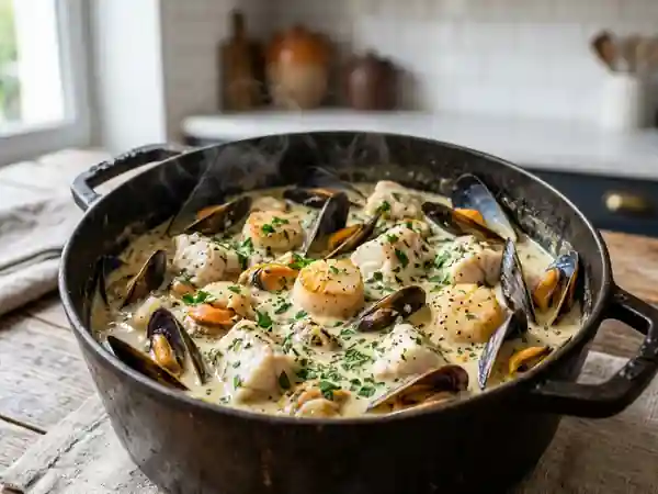 Marmite dieppoise crémeuse aux fruits de mer - Photo de présentation