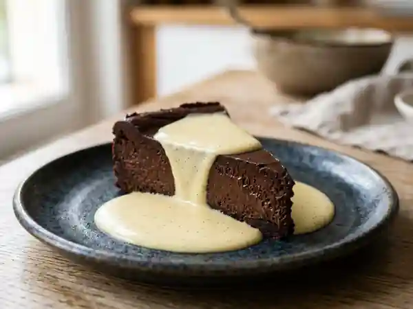 Marquise fondante au chocolat noir et crème vanille - Photo de présentation