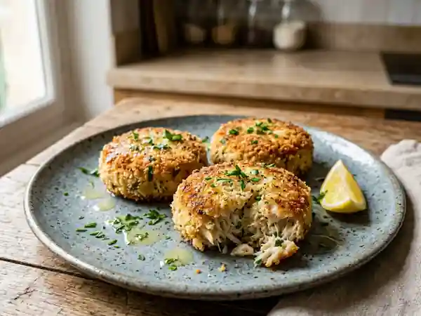 Médaillons de crabe savoureux à la sauce citronnée - Photo de présentation