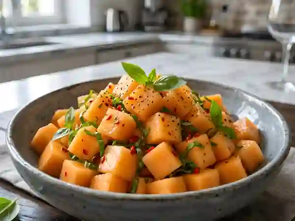 Melon frappé au basilic et piment rouge - Photo de présentation