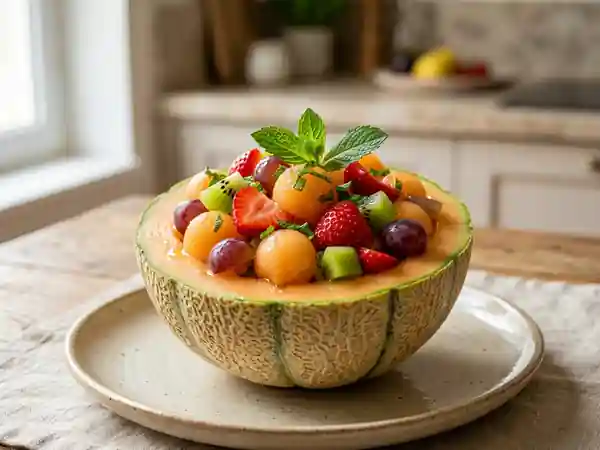 Coque de Melon Fondante aux Fruits de Saison - Photo de présentation