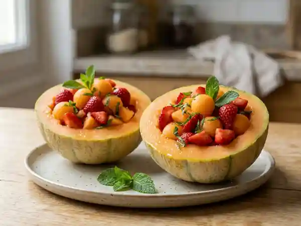 Melon givré aux fraises et menthe fraîche - Photo de présentation