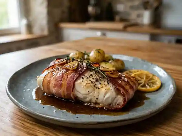 Mérou fondant au lard et jus de rôti - Photo de présentation