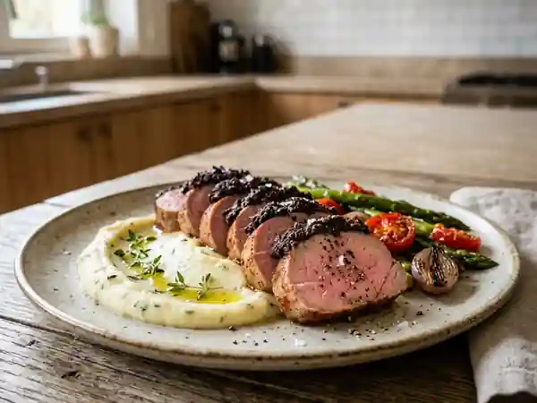 Filet mignon juteux en croûte de tapenade - Photo de présentation