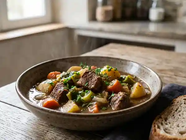 Mijotée campagnarde savoureuse aux légumes et viande - Photo de présentation