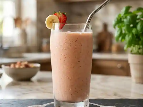 Milk-shake Fraise Banane Velouté et Frais - Photo de présentation